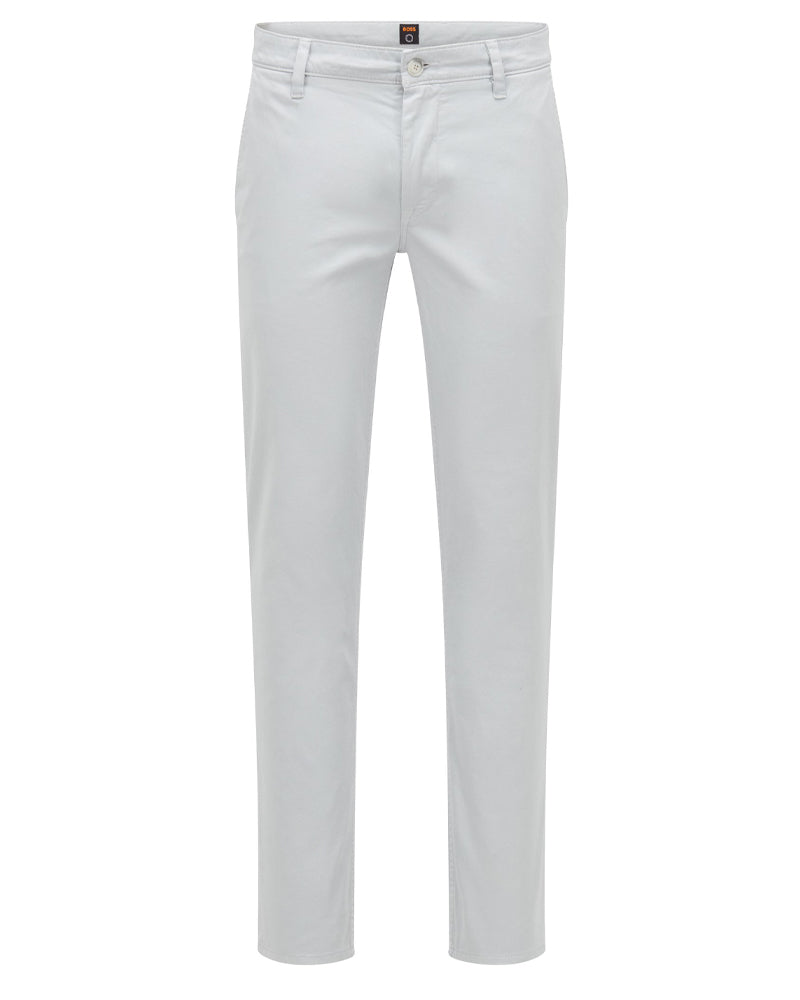 BOSS Men's Schino Slim-Fit Trousers in Stretch-Cotton Satin in Light Gray  50470813-071