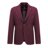 BOSS Men's Slim-Fit Jacket in Stretch Interlock Cloth with Drawcord Waistband Pants in Burgundy