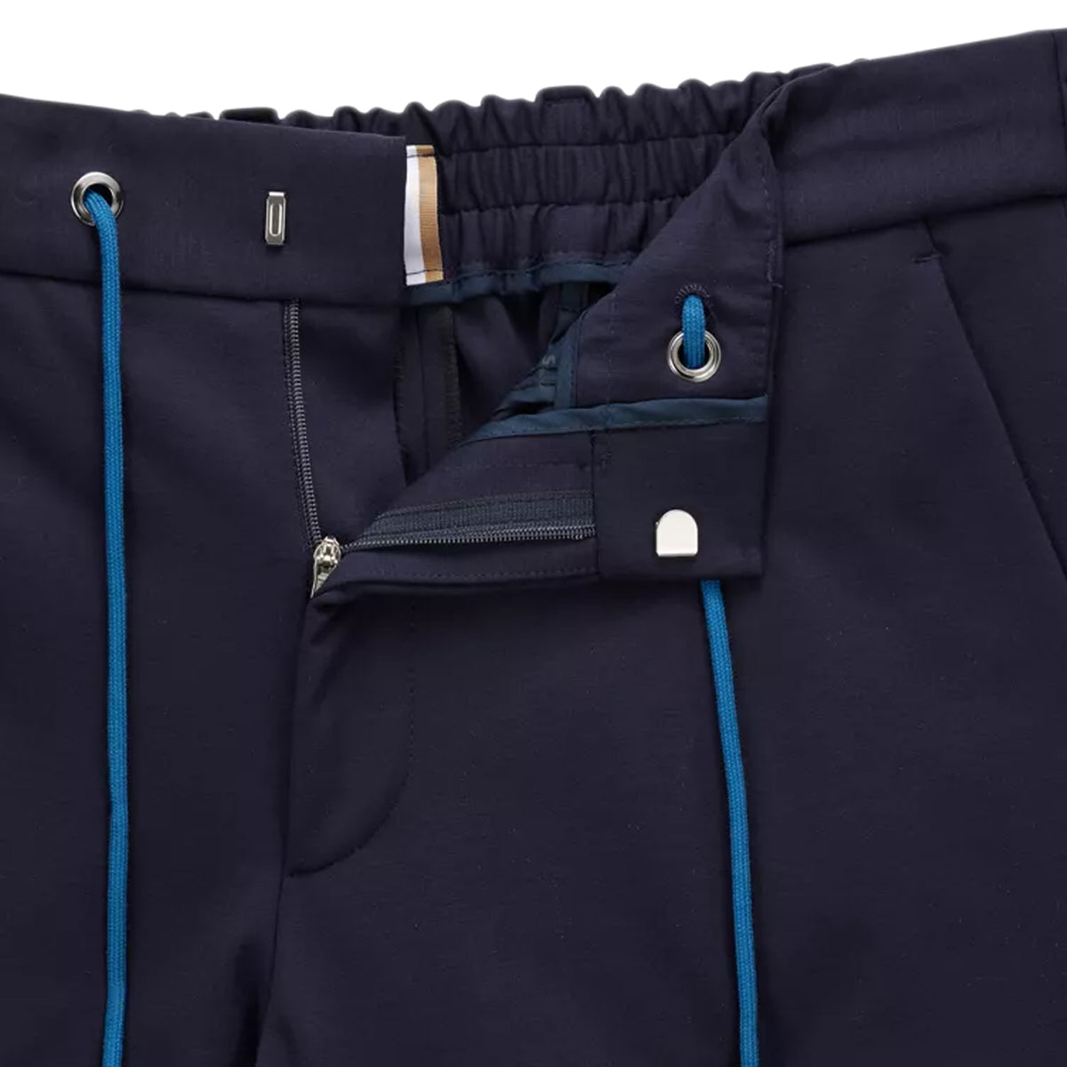 BOSS Men's Slim-Fit Suit in Stretch Interlock Cloth with Drawcord Waistband Pants in Navy  50473678-404