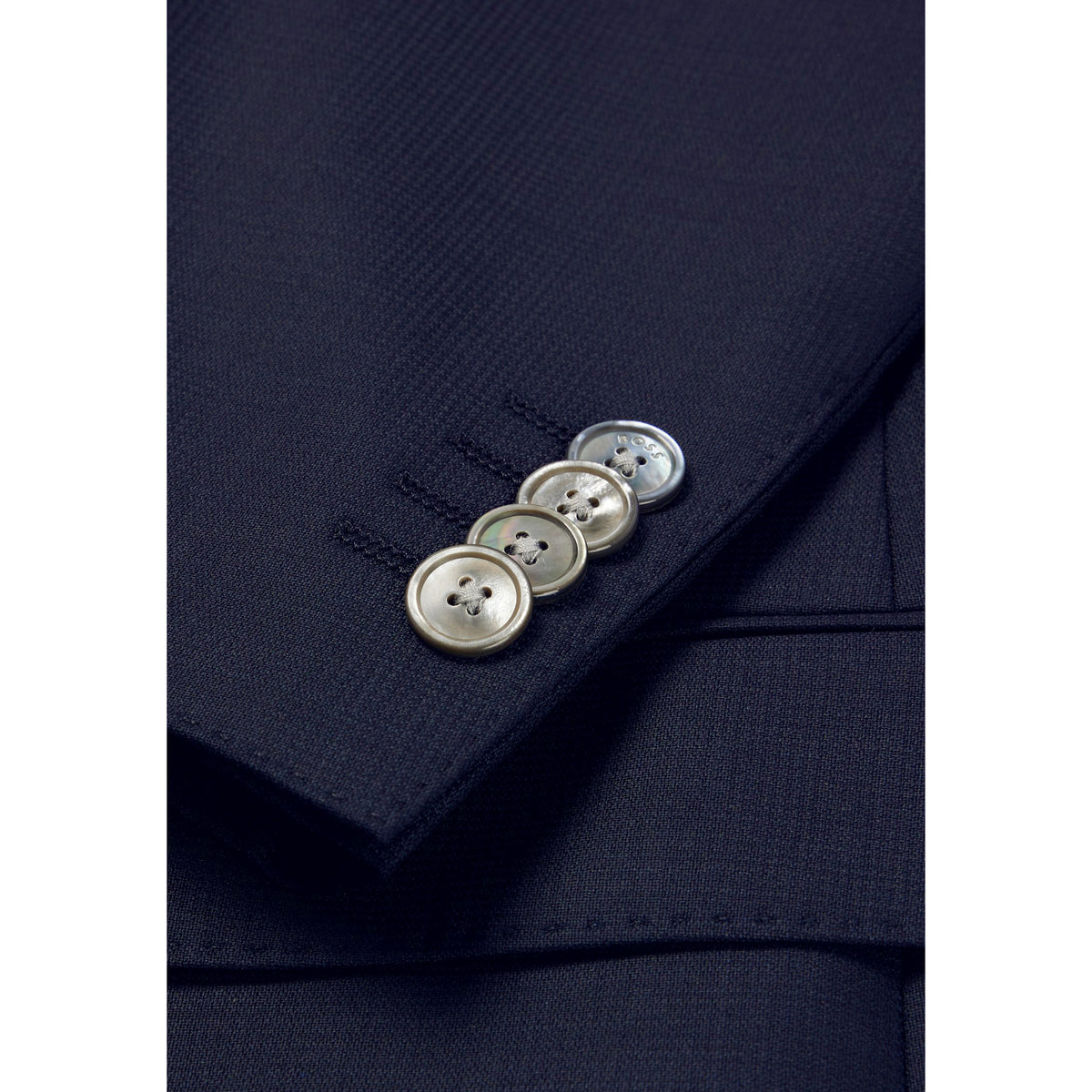 BOSS Men's Slim-Fit Three-Piece Suit in a Micro-Patterned Wool Blend in Navy  50484717-404
