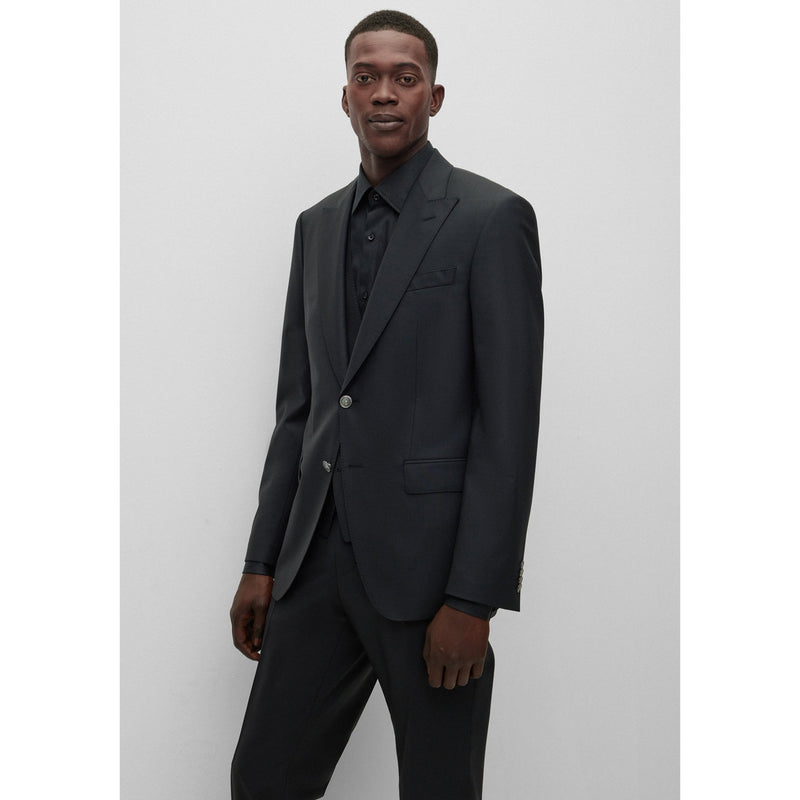 BOSS Men's Slim-Fit Three-Piece Suit in a Micro-Patterned Wool Blend in Black  50484717-001