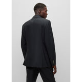 BOSS Men's Slim-Fit Three-Piece Suit in a Micro-Patterned Wool Blend in Black