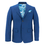 Pinstripe Stretch Suit in Bright Blue