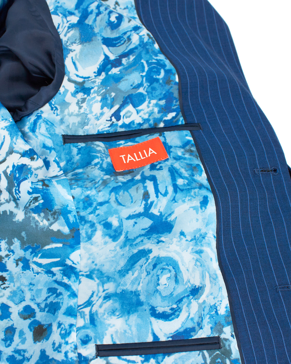 Pinstripe Stretch Suit in Bright Blue