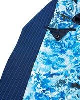 Pinstripe Stretch Suit in Bright Blue