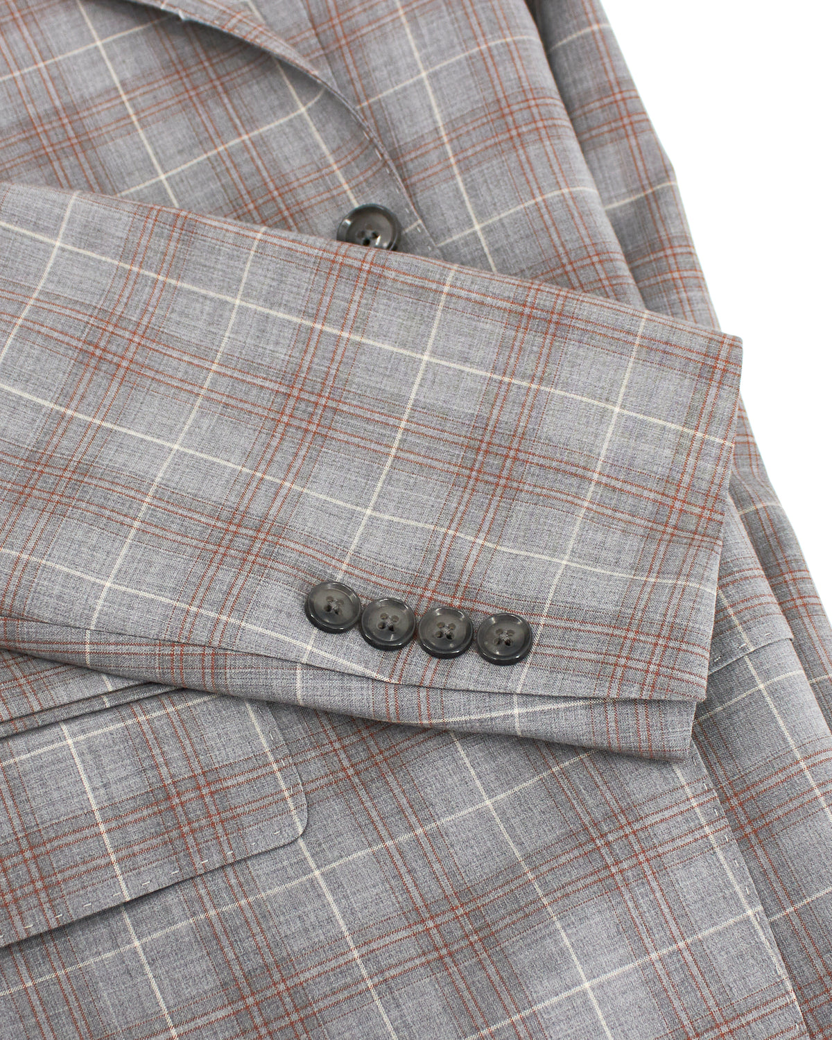 Windowpane Stretch Suit in Gray & Orange