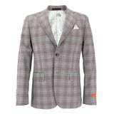 Windowpane Stretch Suit in Gray & Orange