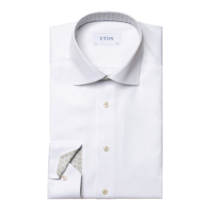 Eton Cotton Signature Twill Shirt with Paisley Contrast Details  100003278 00