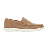 BOSS Men's Suede Moccasins with Embossed Logo in Beige