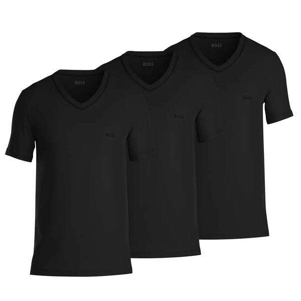 BOSS Men's Classic V-Neck Regular Fit Black T-Shirt 3-Pack 50475285-001