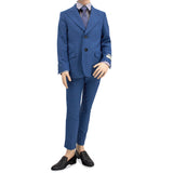 T.O. Collection Boys' Slim Fit Suit - Blue with Blue Stripe