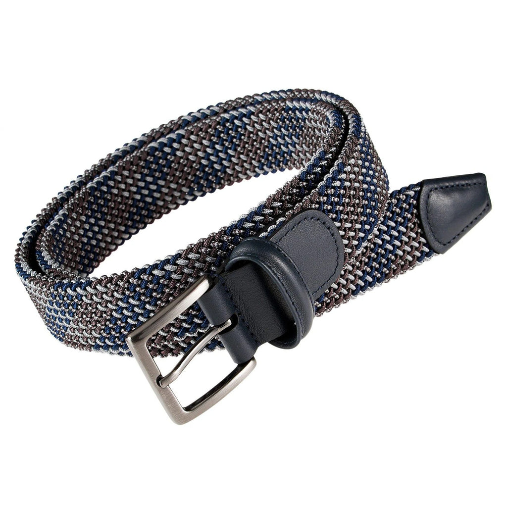 Anderson's Leather-Trimmed Woven Elastic Belt - Navy, Gray & Silver – J&Z  Couture