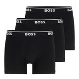 Men's Three Pack of Cotton Stretch Boxer Briefs with Logo Waistband
