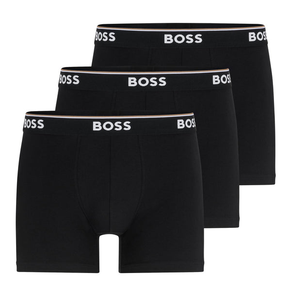 Men's Three Pack of Cotton Stretch Boxer Briefs with Logo Waistband in Black  50475282-001