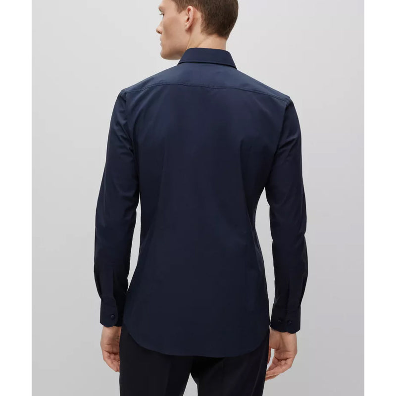 BOSS Men's Slim-Fit Shirt in Easy-Iron Stretch-Cotton Poplin in Dark Blue  50469345-404