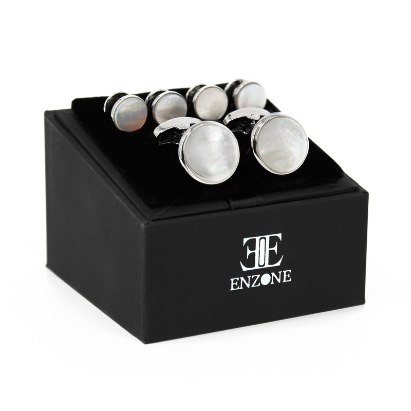 Enzone Sterling Silver Mother Of Pearl Cufflinks