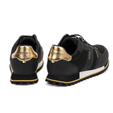 BOSS Men's Men's Parkour Runner Black and Gold Paneled Sneakers