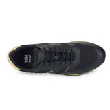 BOSS Men's Men's Parkour Runner Black and Gold Paneled Sneakers