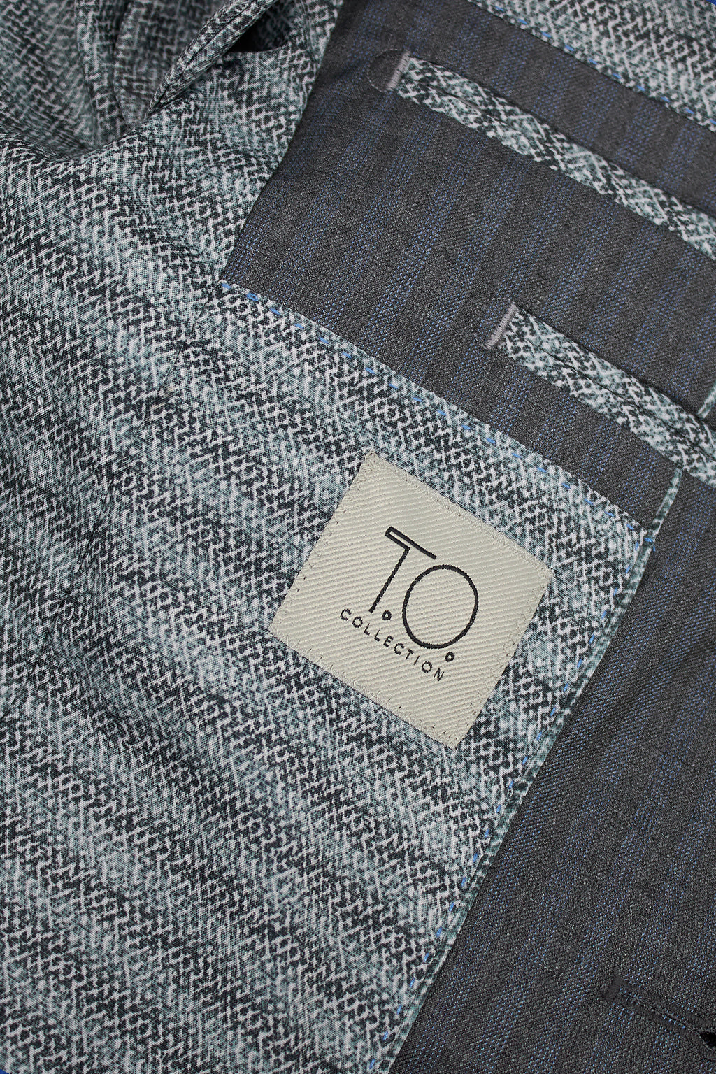 T.O. Collection Boys' Slim Fit Suit - Gray & Light Blue Stripe