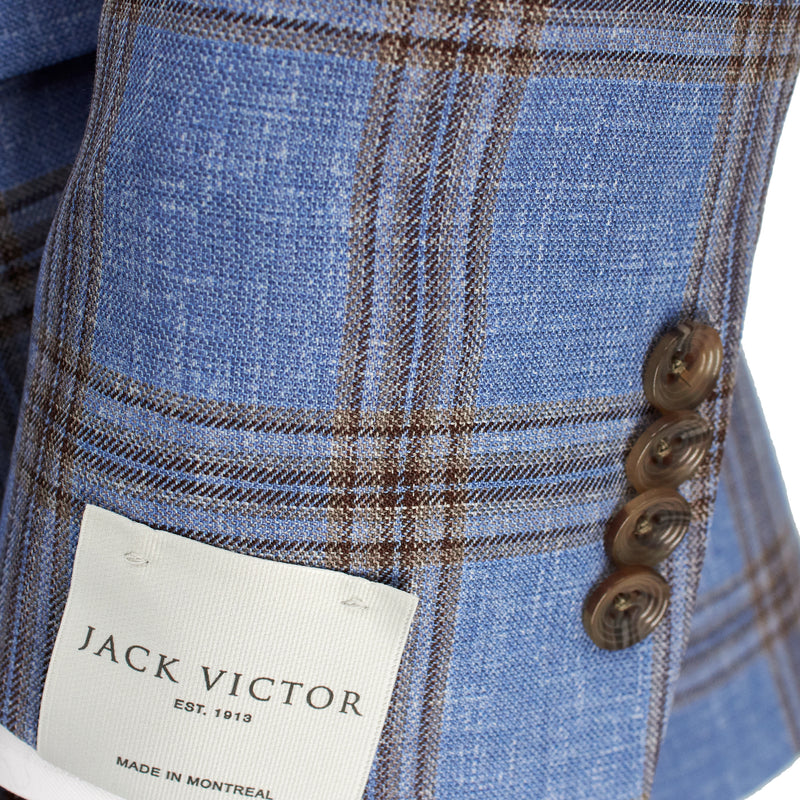 Jack Victor Light Blue Windowpane Plaid Gibson Blazer