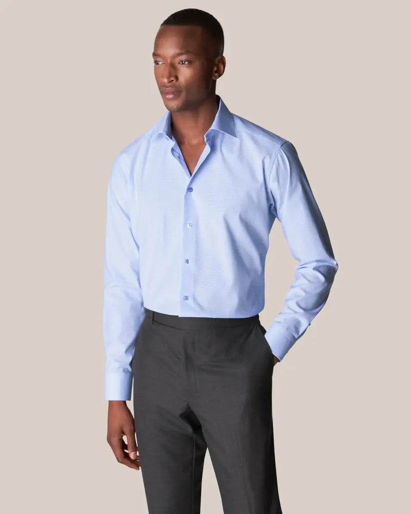 Eton Men's Light Blue Twill Shirt – Semi Solid
