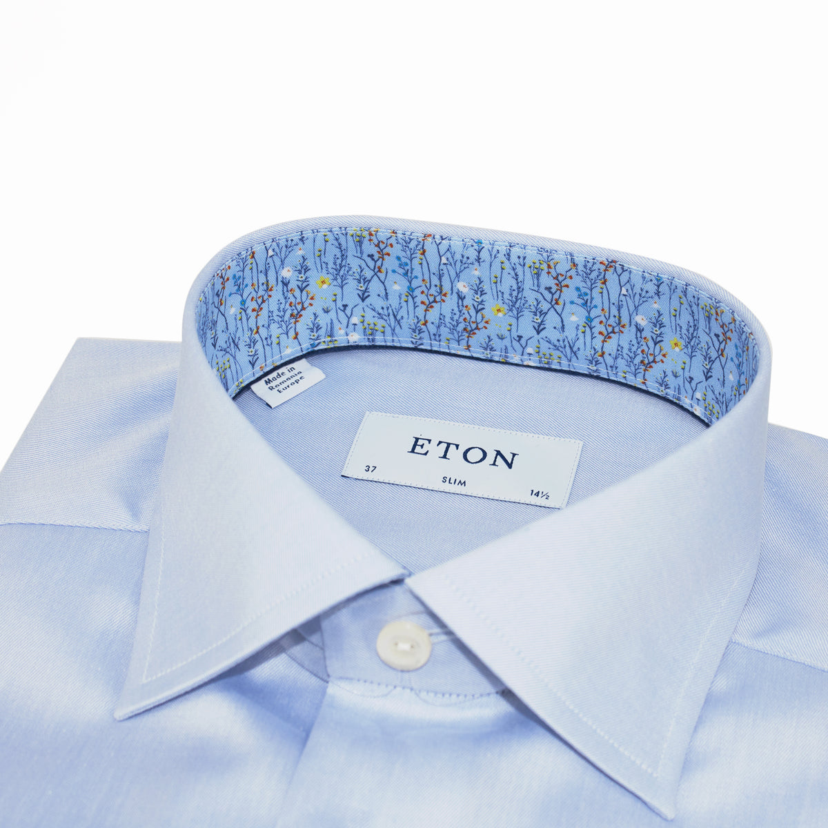 Eton Men's Signature Twill Shirt – Light Blue with Floral Details 100003315 21