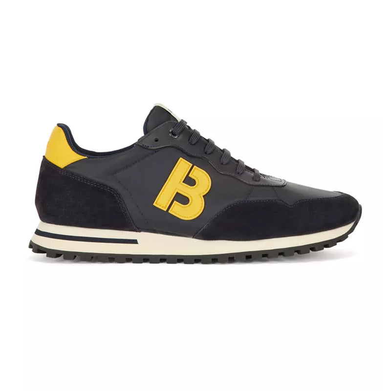 BOSS Men's Mixed-Material Trainers with 'B' Detail in Dark Blue