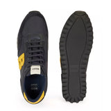 BOSS Men's Mixed-Material Trainers with 'B' Detail in Dark Blue
