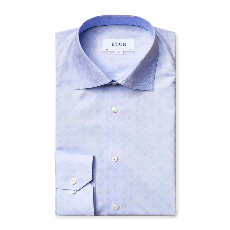 Eton Men's Slim-Fit Pastel Blue Double E Logo Shirt  100001552 21