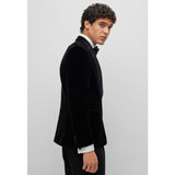 BOSS Men's Slim-Fit Tuxedo Jacket in Pure Cotton-Velvet in Black