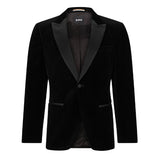 BOSS Men's Slim-Fit Tuxedo Jacket in Pure Cotton-Velvet in Black  50484709-001