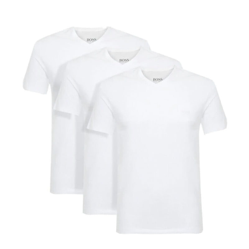 BOSS Men's Classic V-Neck Regular Fit White T-Shirt 3-Pack